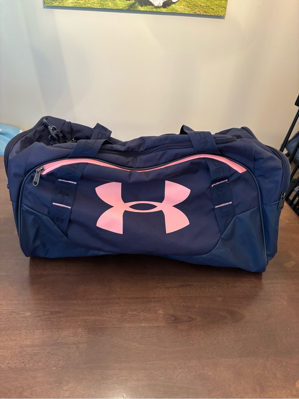 Under Armour Navy and Pink Sport Duffel Bag